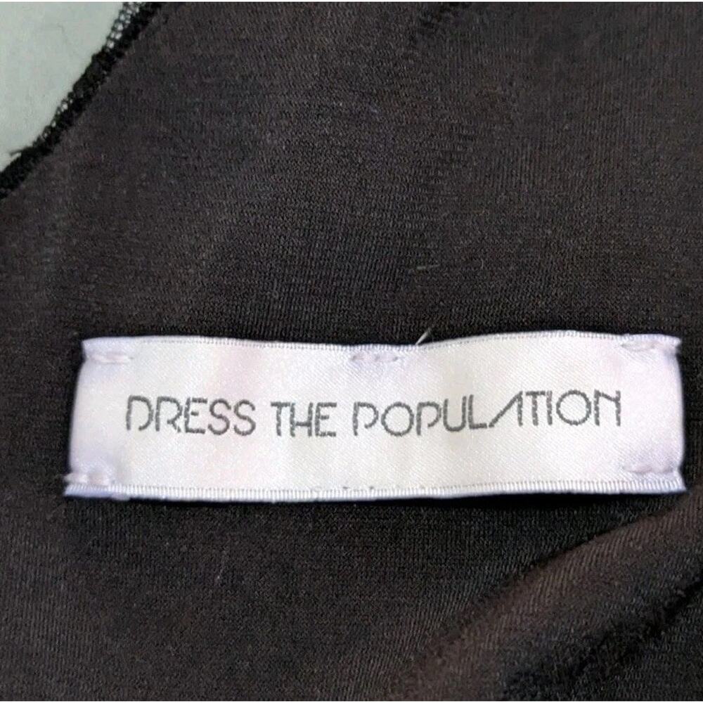 Dress The Population Erica Black Lace L/S Sheath Dress Women M L Plunge Bodycon - Picture 8 of 10